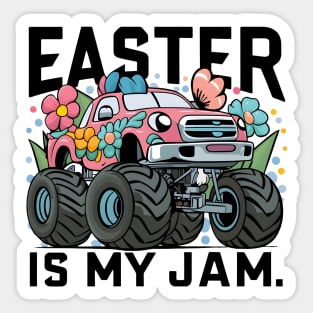 Happy Boys Easter Is My Jam Monster Truck Bunny Kids Women Sticker